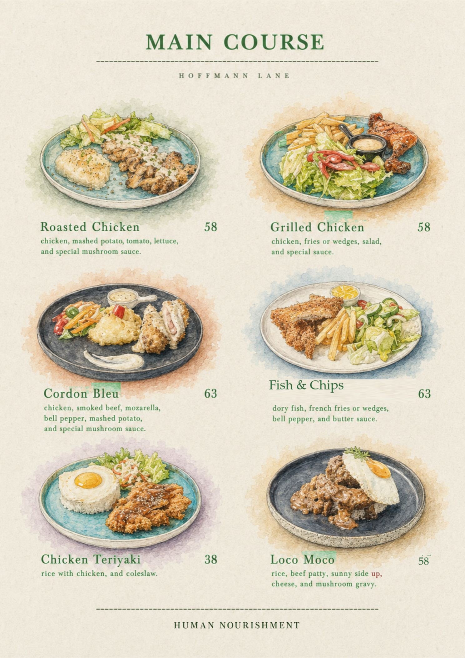 Buku menu ilustrasi Hoffmann Lane, halaman 12 dari 32