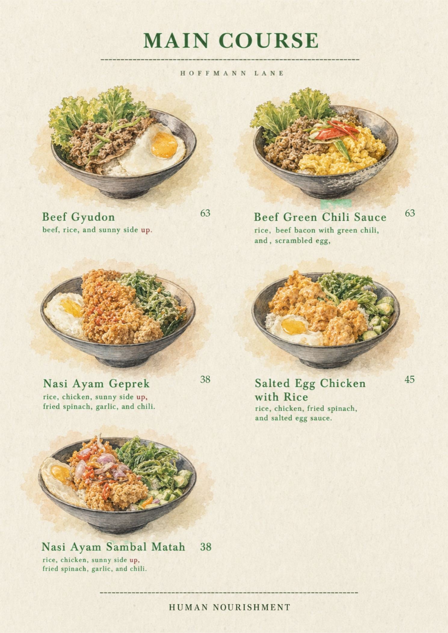 Buku menu ilustrasi Hoffmann Lane, halaman 13 dari 32
