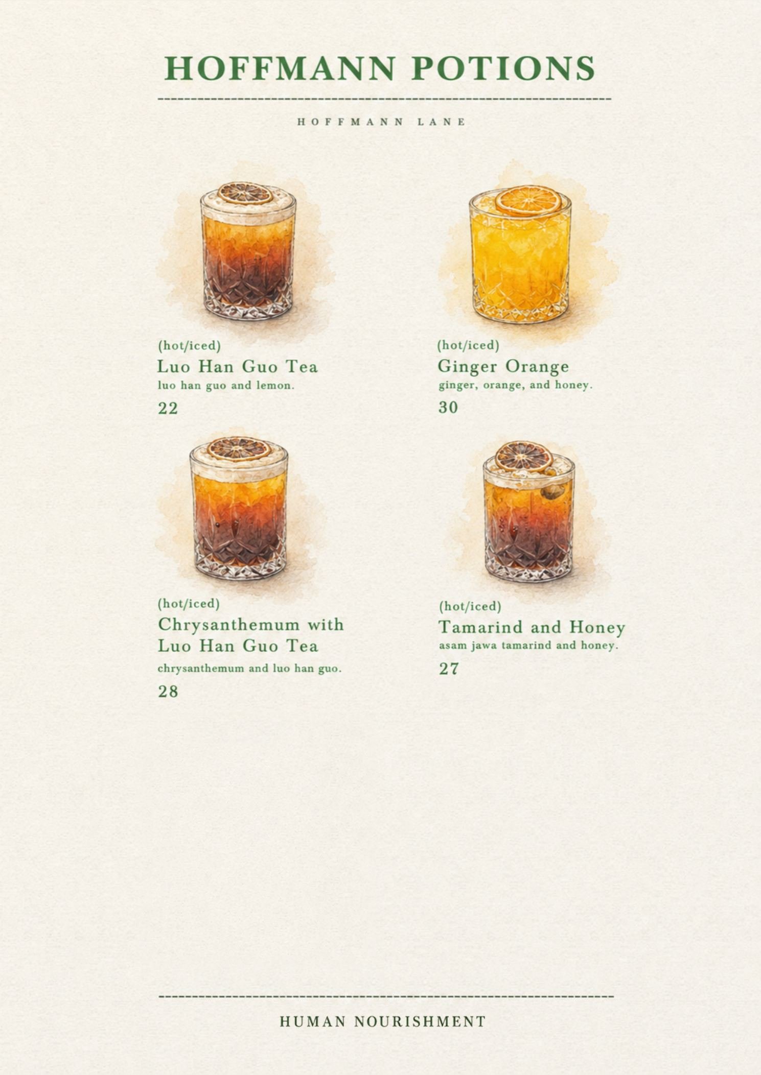 Buku menu ilustrasi Hoffmann Lane, halaman 28 dari 32