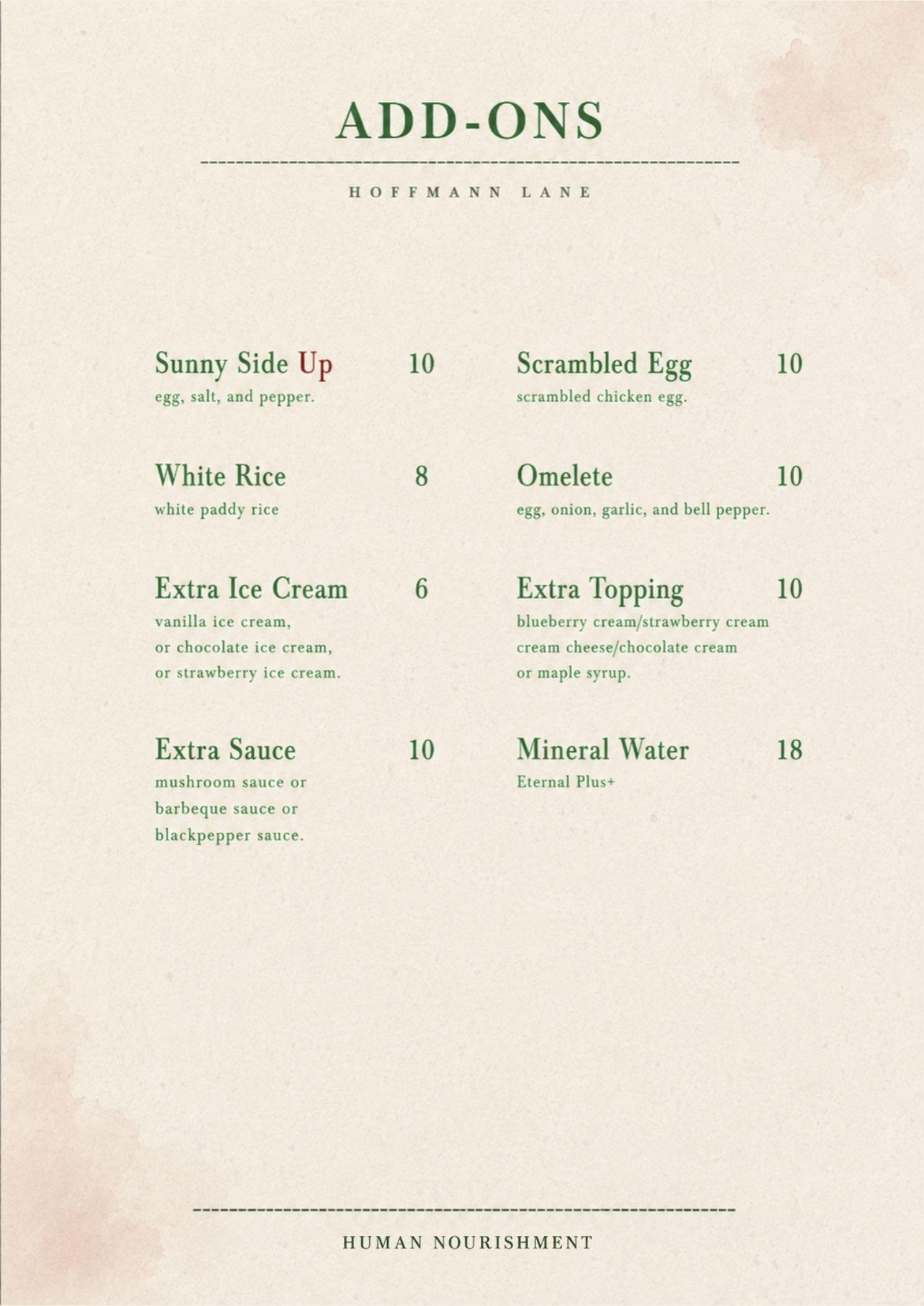 Buku menu ilustrasi Hoffmann Lane, halaman 32 dari 32